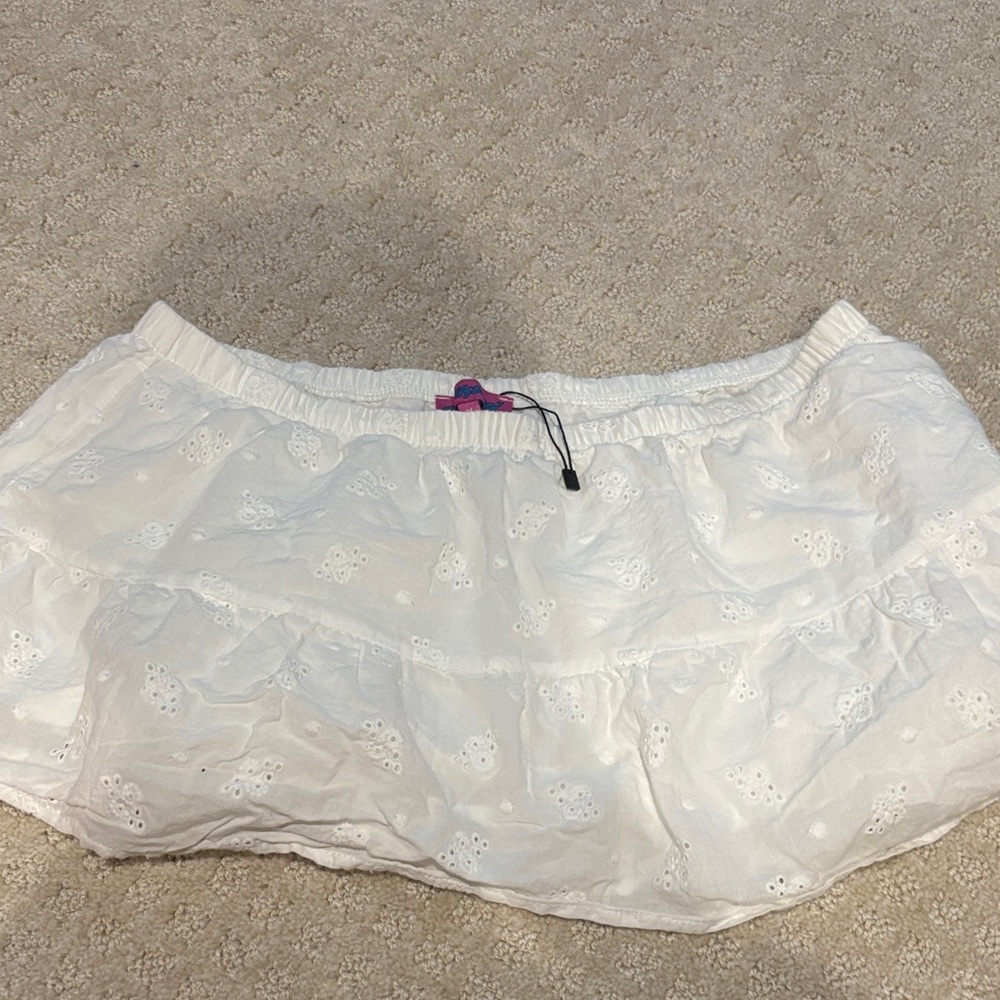 Edikted White Eyelet Mini Skirt